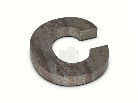 Photo for Rusty metal letter C on a white background. 3d illustration. - Royalty Free Image