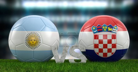 Photo for Qatar 2022 Football world cup semi-final Argentina vs Croatia. 3d illustration. - Royalty Free Image
