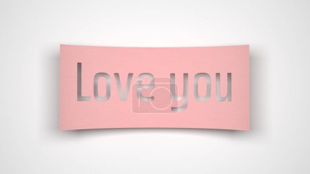 Photo for Paper note love you on a white background. 3d illustration. - Royalty Free Image