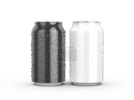 Téléchargez les photos : Boîtes en aluminium sur fond blanc. Illustration 3d. - en image libre de droit