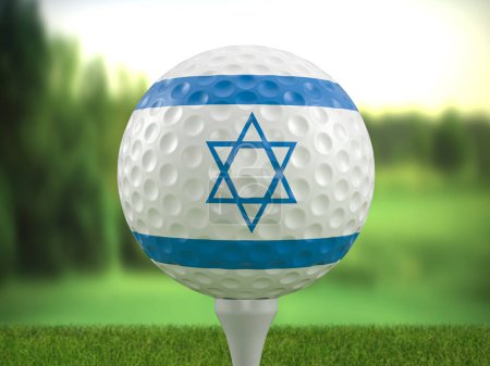 Photo for Golf ball Israel flag on a golf course. 3d illustration. - Royalty Free Image