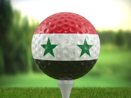 Photo for Golf ball Syria flag on a golf course. 3d illustration. - Royalty Free Image