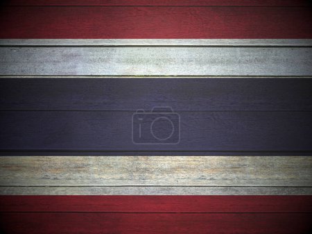 Foto de Thailand flag painted on wooden planks background. 3d illustration. - Imagen libre de derechos