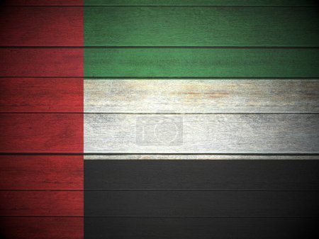 Téléchargez les photos : UAE flag painted on wooden planks background. 3d illustration. - en image libre de droit
