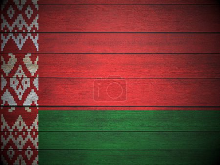 Téléchargez les photos : Drapeau du Belarus peint sur des planches en bois. Illustration 3d. - en image libre de droit