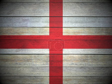 Téléchargez les photos : Drapeau d'Angleterre peint sur des planches de bois. Illustration 3d. - en image libre de droit