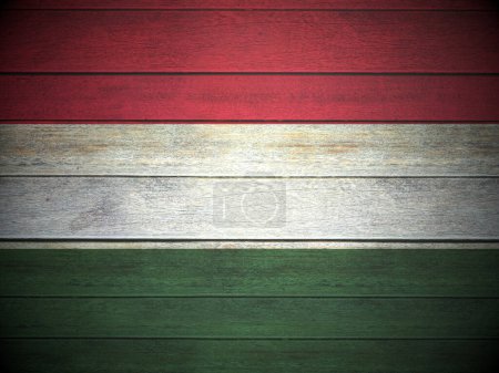 Photo for Hungary flag painted on wooden planks background. 3d illustration. - Royalty Free Image