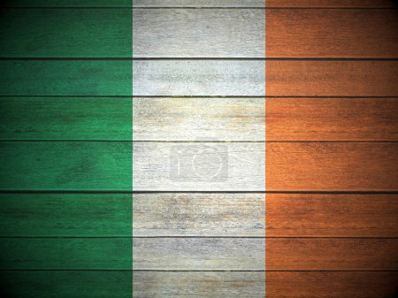 Photo for Ireland flag painted on wooden planks background. 3d illustration. - Royalty Free Image