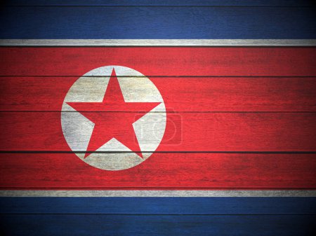 Photo for North Korea flag painted on wooden planks background. 3d illustration. - Royalty Free Image