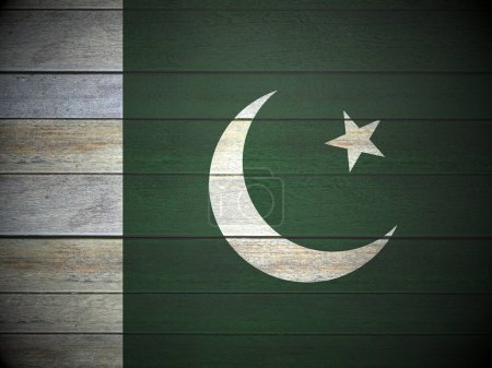 Photo for Pakistan flag painted on wooden planks background. 3d illustration. - Royalty Free Image