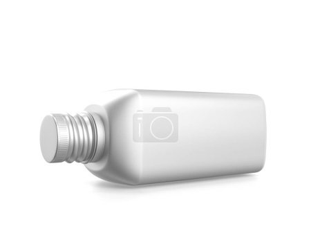 Foto de Botella de metal sobre fondo blanco. ilustración 3d. - Imagen libre de derechos