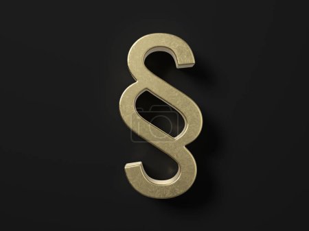 Gold section symbol on a black background. 3d illustration.