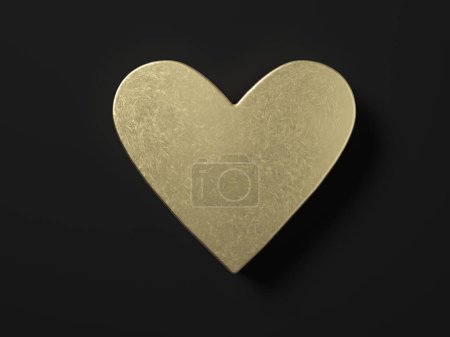 Téléchargez les photos : Symbole coeur doré sur fond noir. Illustration 3d
. - en image libre de droit