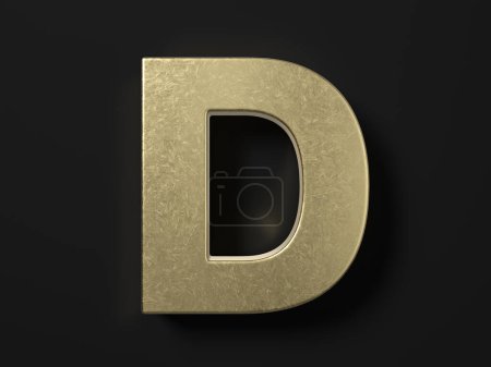 Photo for Gold letter D on a black background. 3d illustration. - Royalty Free Image