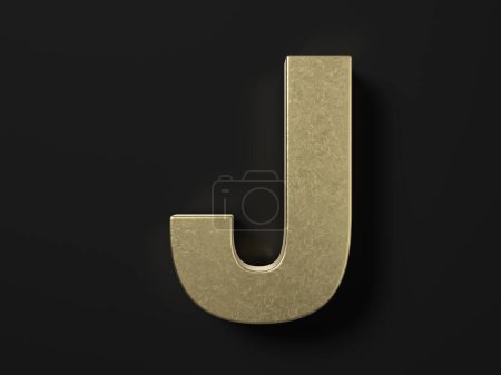 Téléchargez les photos : Lettre d'or J sur fond noir. Illustration 3d. - en image libre de droit