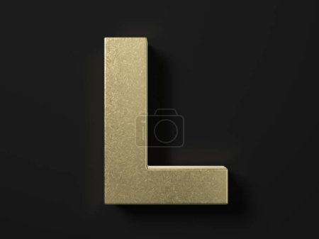 Téléchargez les photos : Gold letter L on a black background. 3d illustration. - en image libre de droit