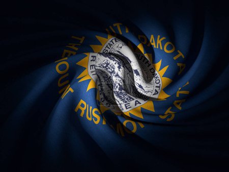 Téléchargez les photos : Fond courbé du drapeau du Dakota du Sud. Illustration 3d. - en image libre de droit