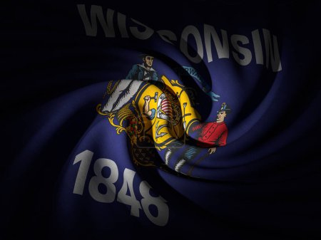Photo for Curved Wisconsin flag background. 3d illustration. - Royalty Free Image