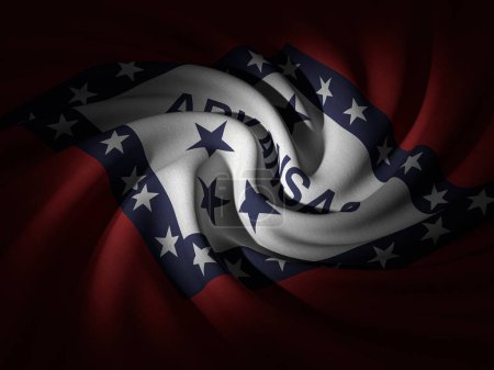Foto de Fondo curvado de la bandera de Arkansas. ilustración 3d. - Imagen libre de derechos