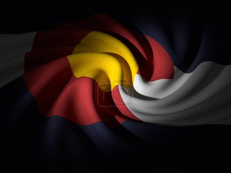 Téléchargez les photos : Fond courbé du drapeau du Colorado. Illustration 3d. - en image libre de droit