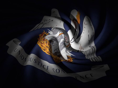 Foto de Fondo curvado de la bandera de Louisiana. ilustración 3d. - Imagen libre de derechos