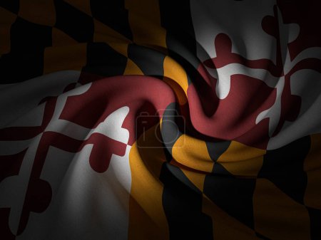 Foto de Fondo curvado de la bandera de Maryland. ilustración 3d. - Imagen libre de derechos