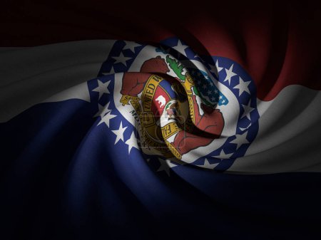 Téléchargez les photos : Fond courbé du drapeau du Missouri. Illustration 3d. - en image libre de droit