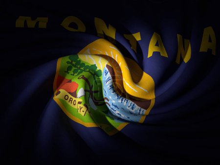 Téléchargez les photos : Fond courbé du drapeau du Montana. Illustration 3d. - en image libre de droit