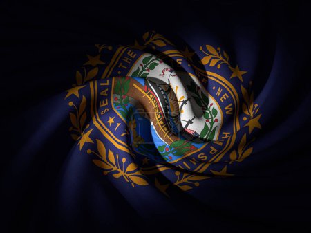 Téléchargez les photos : Fond courbé du drapeau du New Hampshire. Illustration 3d. - en image libre de droit