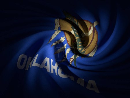 Téléchargez les photos : Fond courbé du drapeau de l'Oklahoma. Illustration 3d. - en image libre de droit