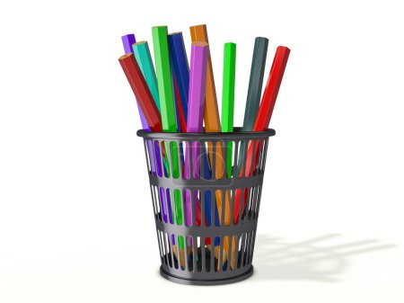 Téléchargez les photos : Crayons en support sur fond blanc. Illustration 3d. - en image libre de droit
