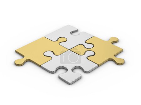 Photo for Puzzle pieces on a white background. 3d illustration. - Royalty Free Image