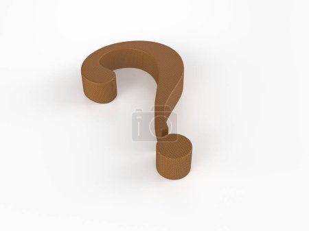 Photo for Perforated leather question symbol on white background. 3d illustration. - Royalty Free Image