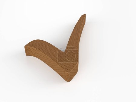 Photo for Perforated leather check mark symbol on white background. 3d illustration. - Royalty Free Image