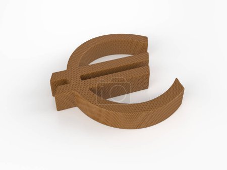 Photo for Perforated leather euro symbol on white background. 3d illustration. - Royalty Free Image