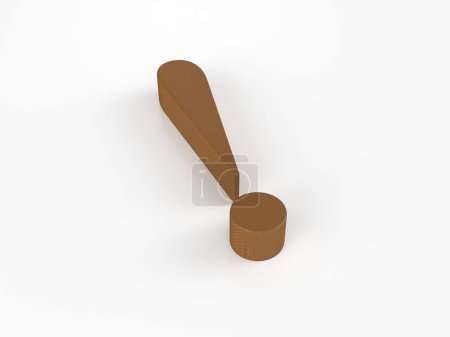 Photo for Perforated leather exclamation mark symbol on white background. 3d illustration. - Royalty Free Image