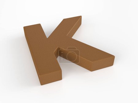 Photo for Perforated leather letter K on white background. 3d illustration. - Royalty Free Image