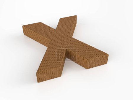 Photo for Perforated leather letter X on white background. 3d illustration. - Royalty Free Image
