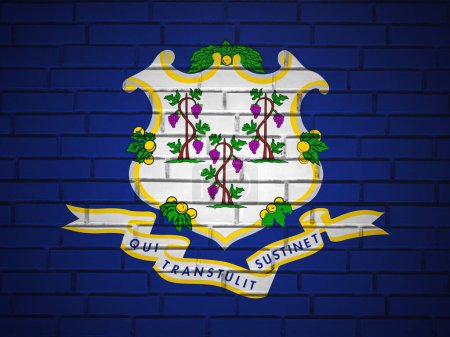 Photo for Brick wall Connecticut state flag background. 3d illustration. - Royalty Free Image
