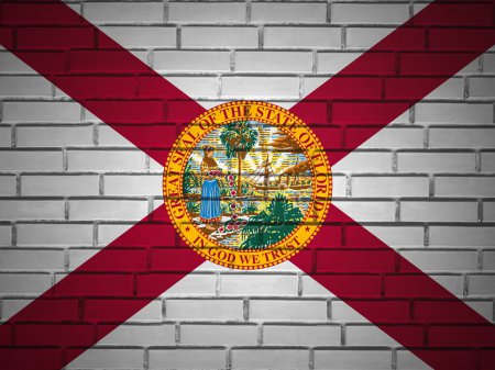 Photo for Brick wall Florida state flag background. 3d illustration. - Royalty Free Image