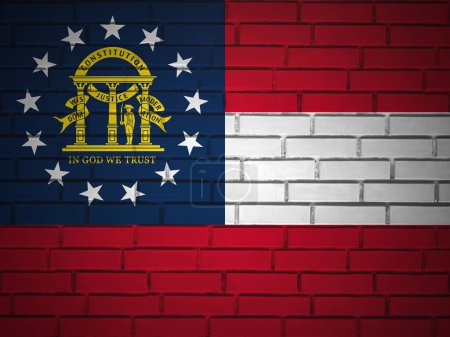 Téléchargez les photos : Mur de briques Géorgie fond du drapeau de l'État. Illustration 3d. - en image libre de droit