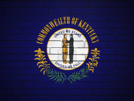 Téléchargez les photos : Mur de briques Kentucky fond du drapeau de l'État. Illustration 3d. - en image libre de droit
