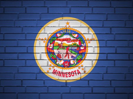 Téléchargez les photos : Mur de briques Minnesota fond du drapeau de l'État. Illustration 3d. - en image libre de droit