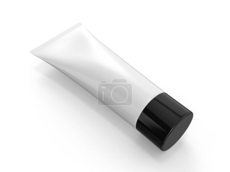 Téléchargez les photos : Cosmetic tube on a white background. 3d illustration. - en image libre de droit
