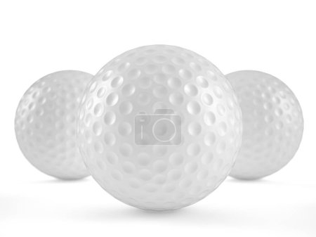 Téléchargez les photos : Balles de golf sur fond blanc. Illustration 3d. - en image libre de droit
