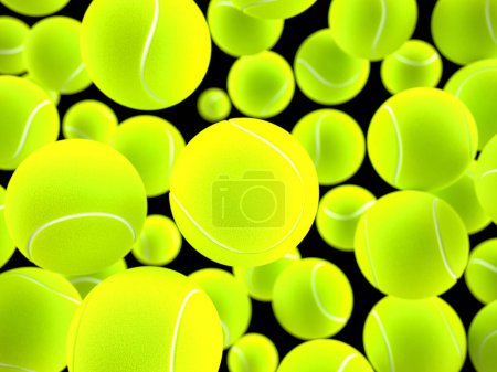 Téléchargez les photos : Fond formé par des balles de tennis. Illustration 3d. - en image libre de droit