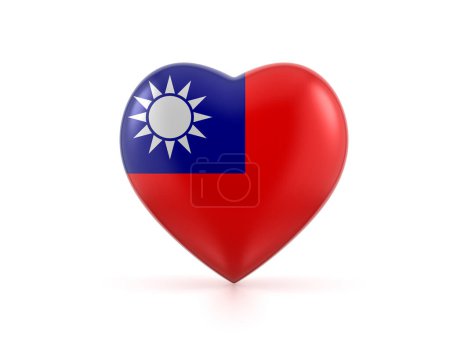 Foto de Bandera del corazón de Taiwán sobre fondo blanco. ilustración 3d. - Imagen libre de derechos