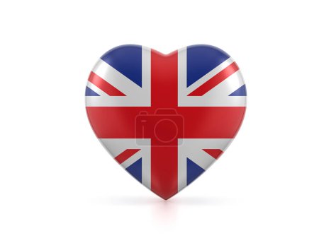 Téléchargez les photos : Drapeau cardiaque britannique sur fond blanc. Illustration 3d. - en image libre de droit