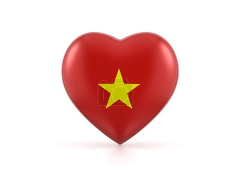 Foto de Bandera del corazón de Vietnam sobre fondo blanco. ilustración 3d. - Imagen libre de derechos