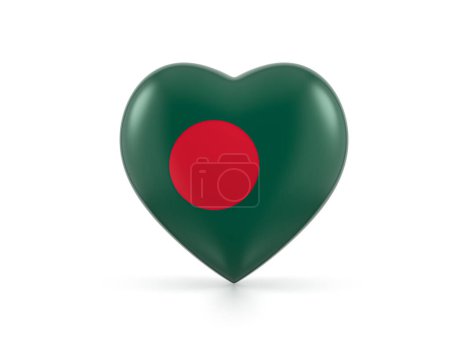 Foto de Bandera del corazón de Bangladesh sobre fondo blanco. ilustración 3d. - Imagen libre de derechos